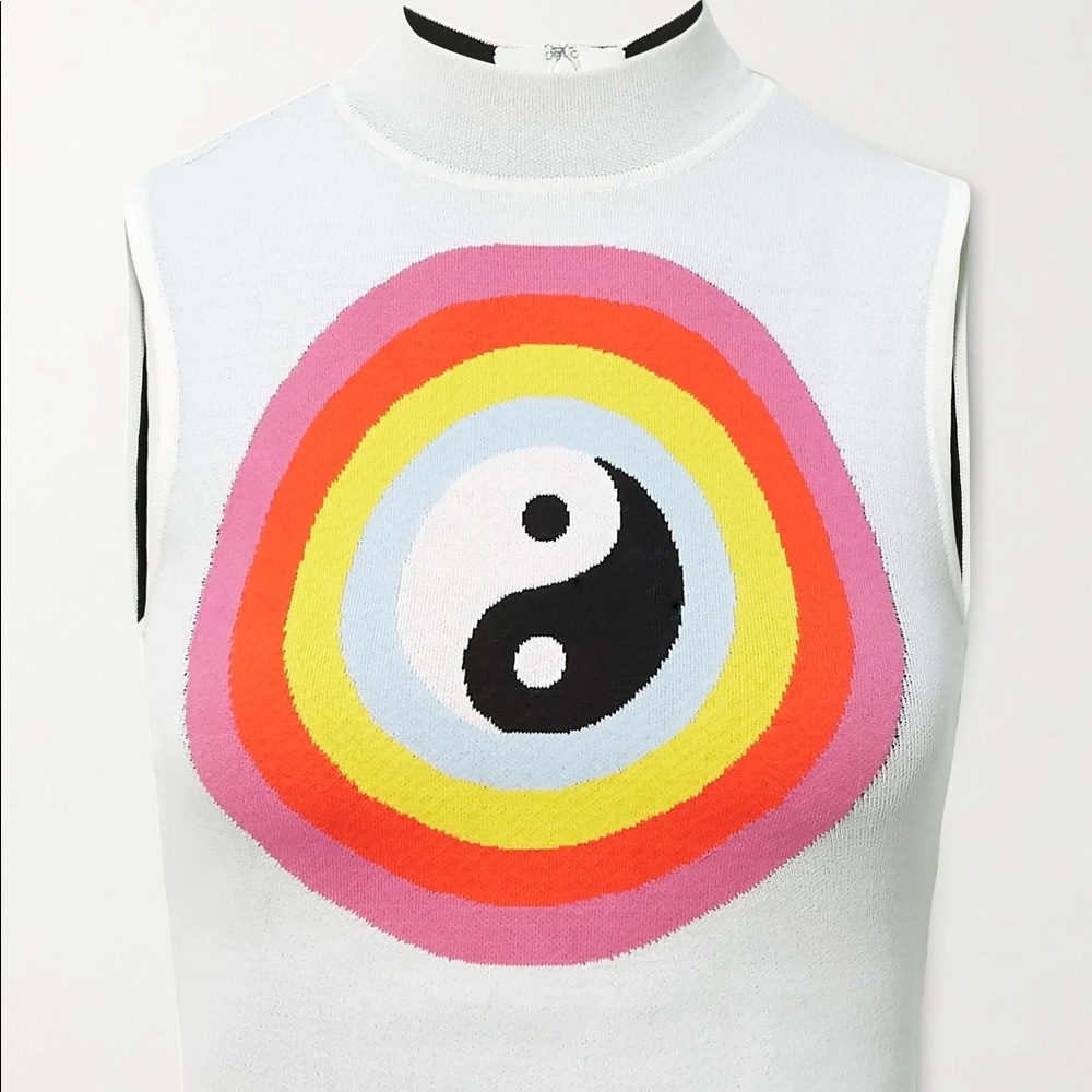 ⭐️ISO ⭐️STAUD Nat cropped intarsia knitted top